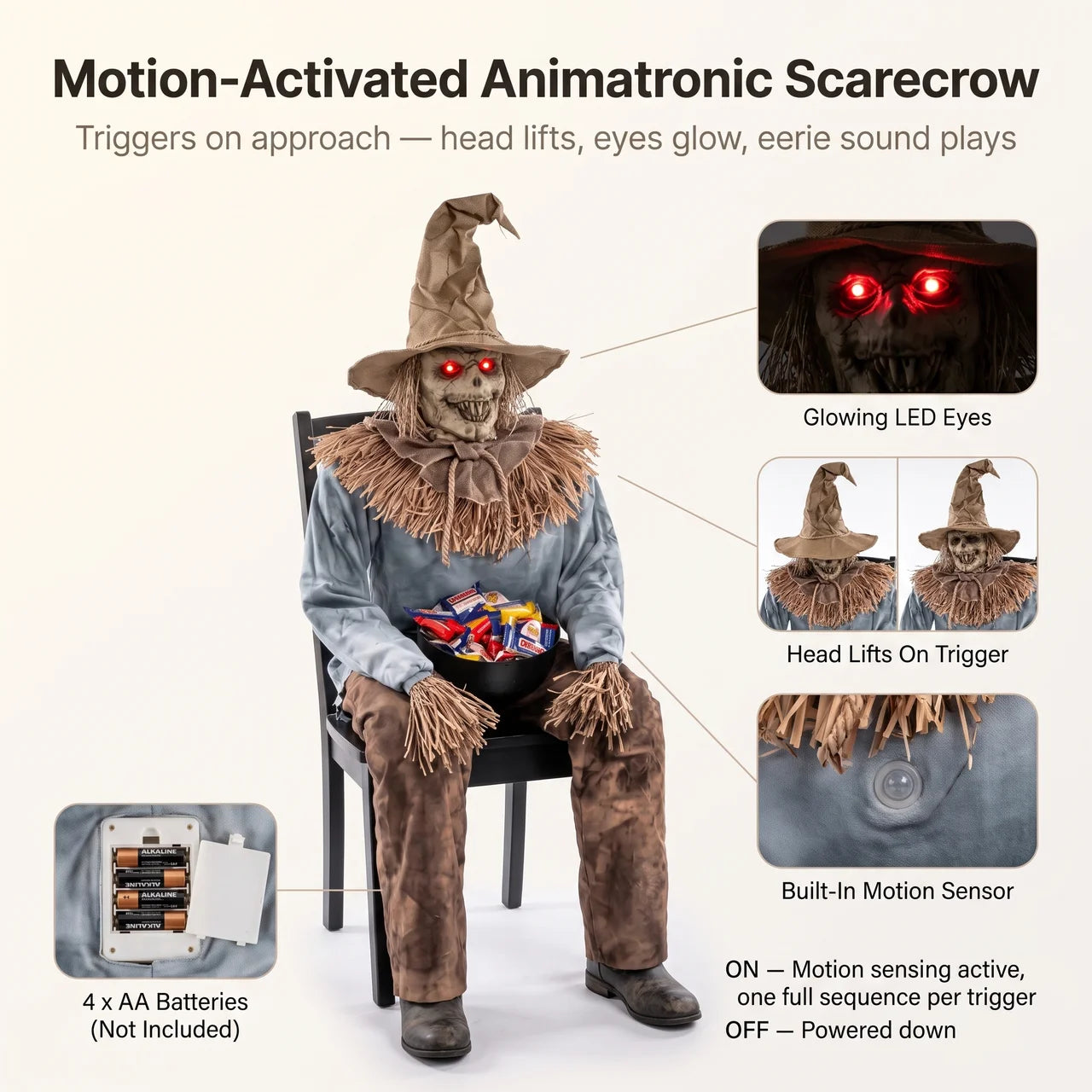 HorrorBowl Motion-Activated Scarecrow